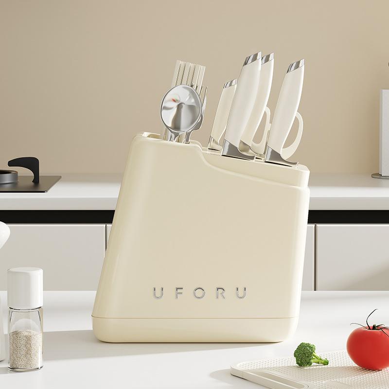 trapezoidal knife rack storage rack household kitchen table multi-function kitchen knife chopsticks spoon integrated draining storage rack details Picture