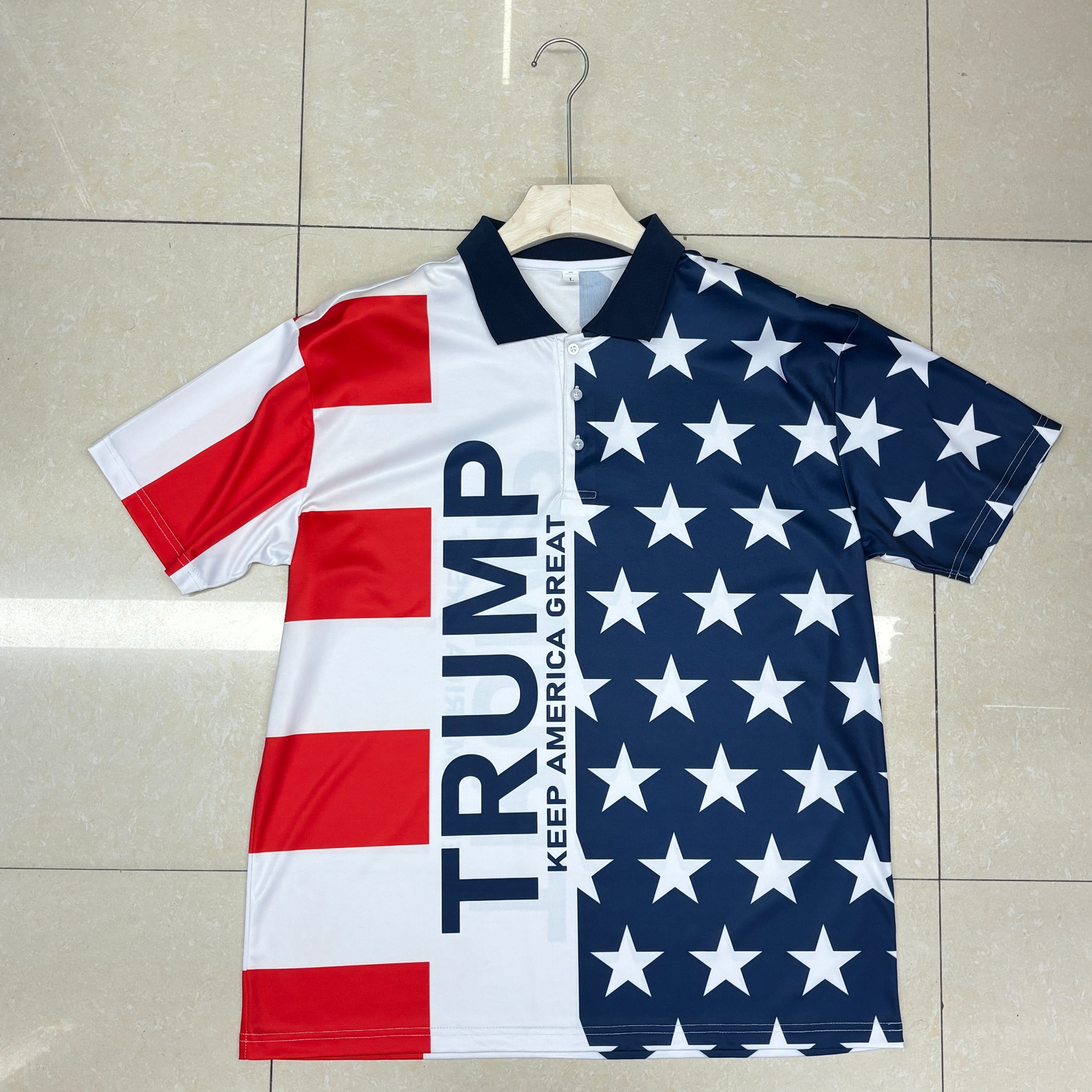 Professional customized advertising shirts for cross-border presidential campaign uniforms, men's short-sleeved casual polo shirts Specification drawing