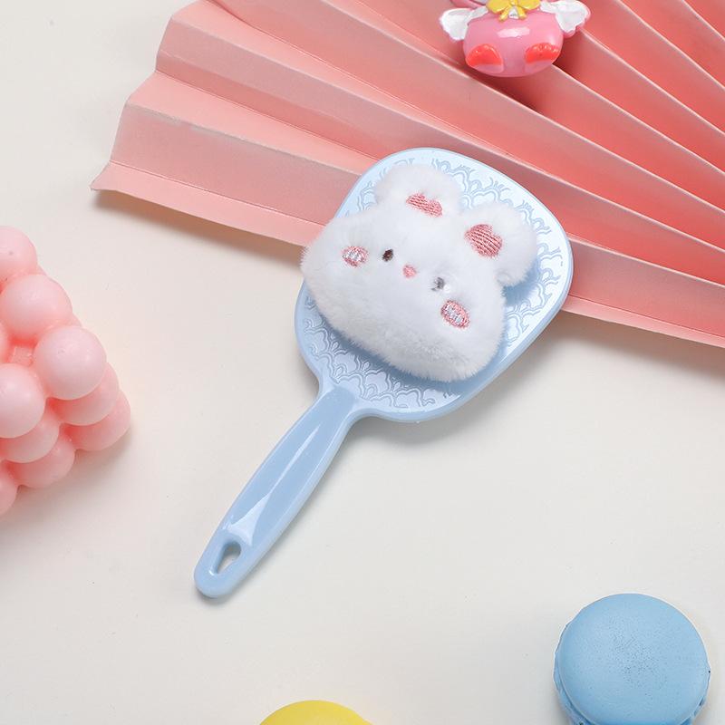 new flocking rabbit round mirror autumn and winter makeup mirror sticky multi-pattern cartoon creative handmade small mirror Specification drawing