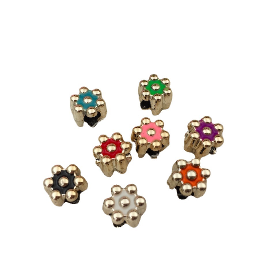 diy jewelry accessories: 10mm double-sided oil-dripping large-hole spacer beads, flower beads, bracelet band material Item Picture