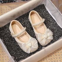 girls' shoes princess shoes 2024 summer new children's small leather shoes crystal shoes baby pumps spring and autumn shoes soft bottom