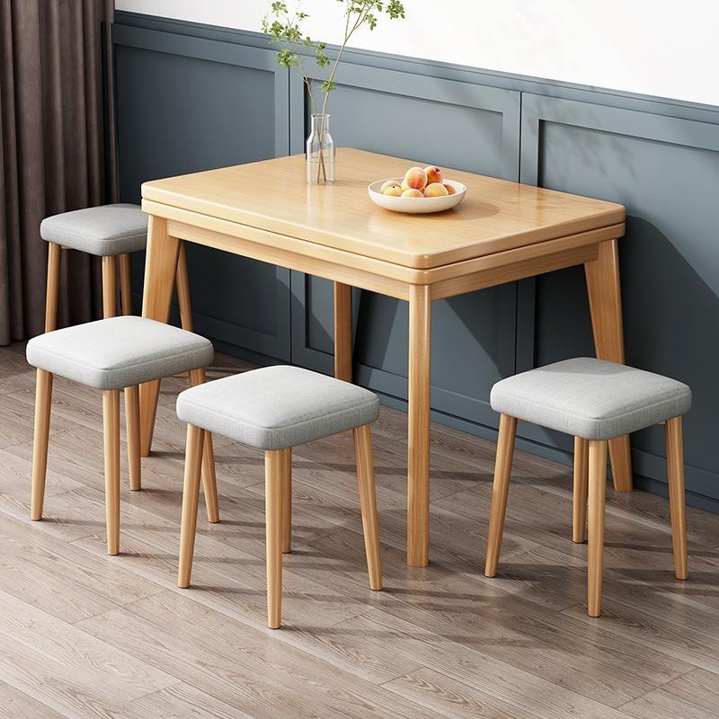 dining table small apartment folding table solid wood leg dining table modern minimalist dining room table retractable nordic home eight-immortal table