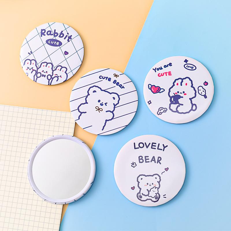 cartoon small mirror cute ins girl heart makeup small round mirror student small gift portable portable pocket mirror full figure