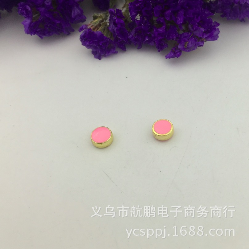diy jewelry accessories wholesale, double-sided oil-dripping 8mm round loose bead plastic material source manufacturer detail image 3
