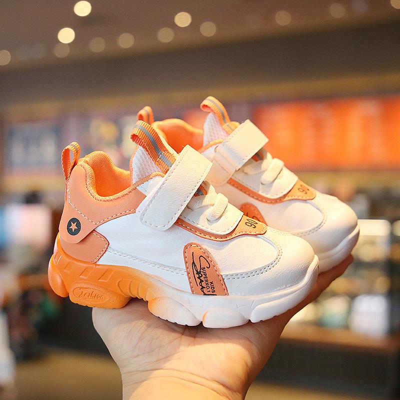 2024 spring and autumn children's sports shoes new boys and girls white shoes soft sole baby baby shoes small child toddler shoes