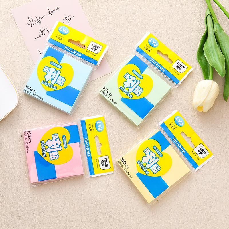 sticky notes creative stationery color tearable student note paper self-adhesive sticky note square sticky note notepad