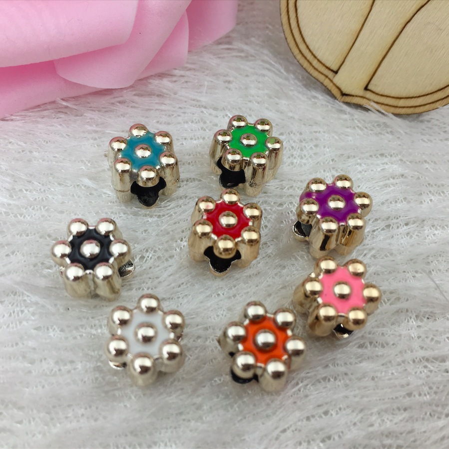 diy jewelry accessories: 10mm double-sided oil-dripping large-hole spacer beads, flower beads, bracelet band material detail image 3