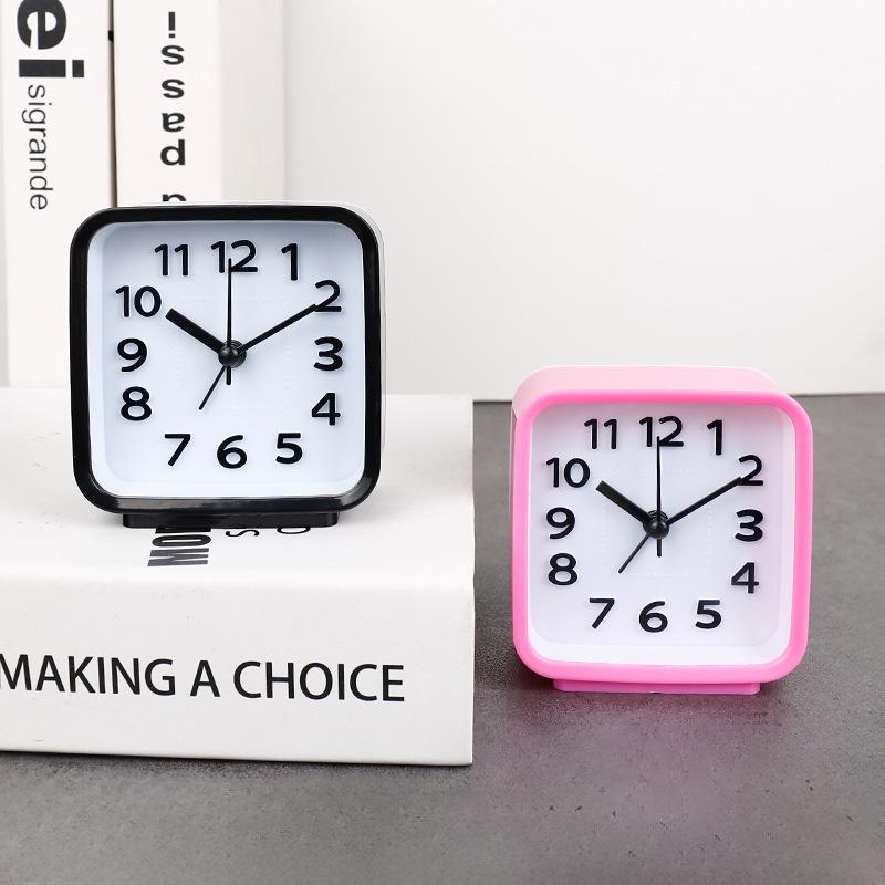 simple square alarm clock student alarm clock bedroom clock bedside alarm watch creative clock table clock large word desk clock