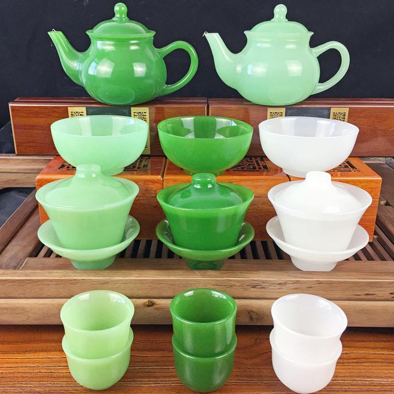 glass imitation jade bowl meeting sale gift green jade gaiwan teapot light green jade wine glass jade bowl jade cup manufacturer