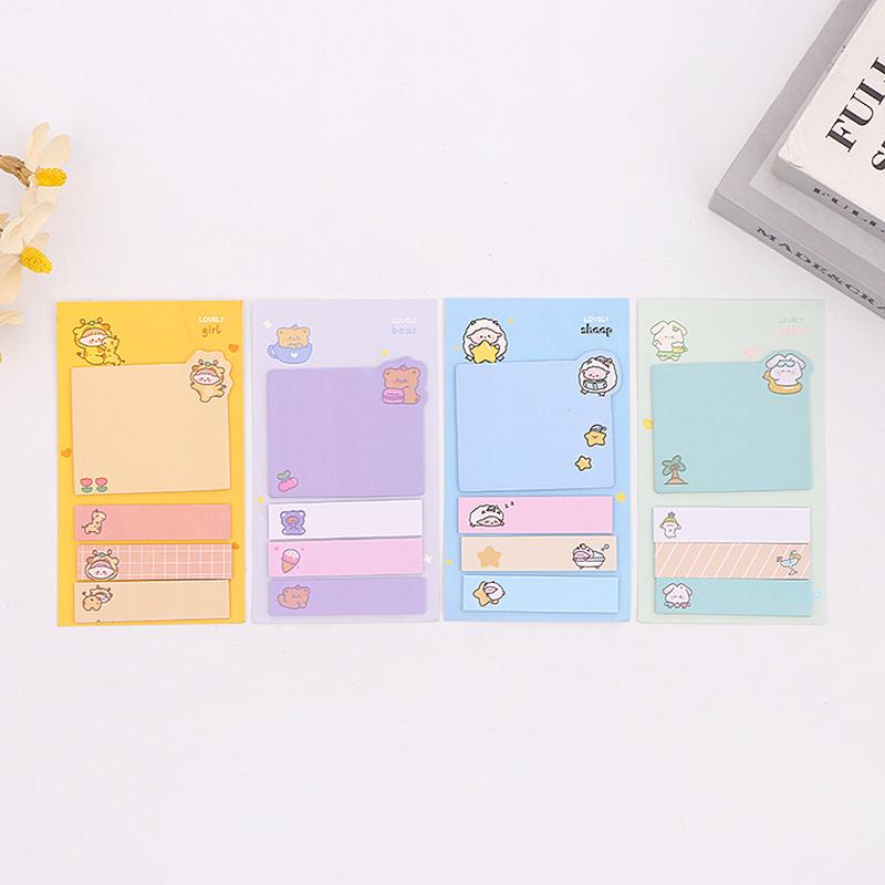 wholesale cute strip sticky note set combination cartoon color printing note paper student sticky note self-adhesive notepad