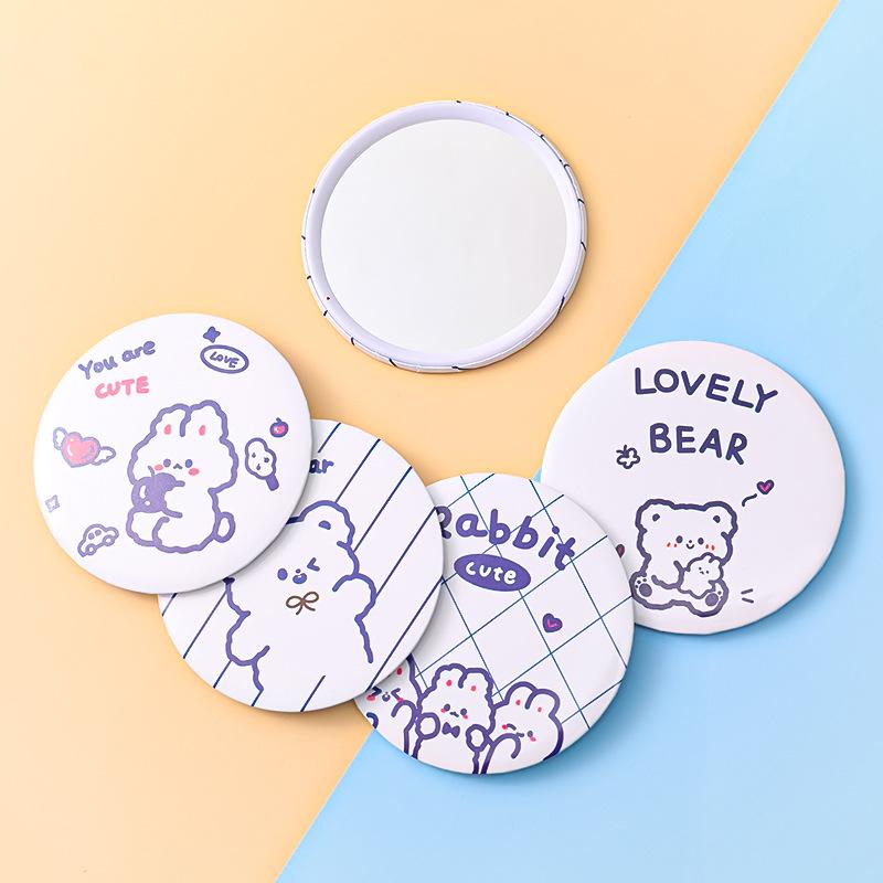 cartoon small mirror cute ins girl heart makeup small round mirror student small gift portable portable pocket mirror Specification drawing