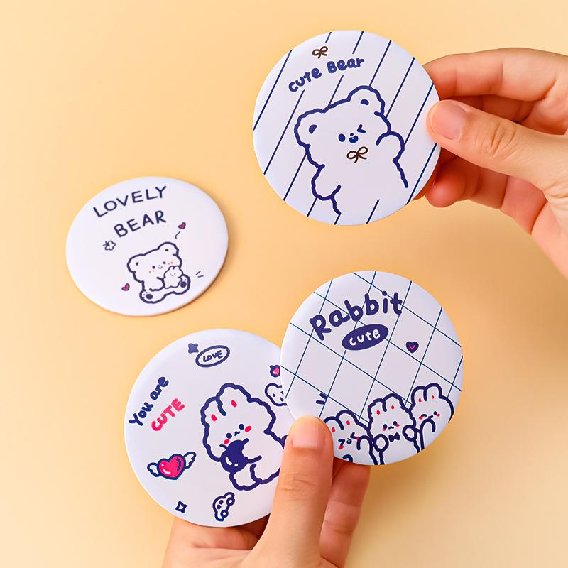 cartoon small mirror cute ins girl heart makeup small round mirror student small gift portable portable pocket mirror details Picture