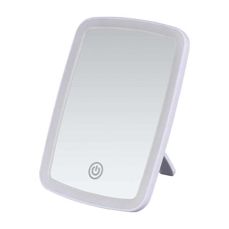 makeup mirror led light folding three-color light ins desktop advanced charging light makeup mirror portable mirror Item Picture