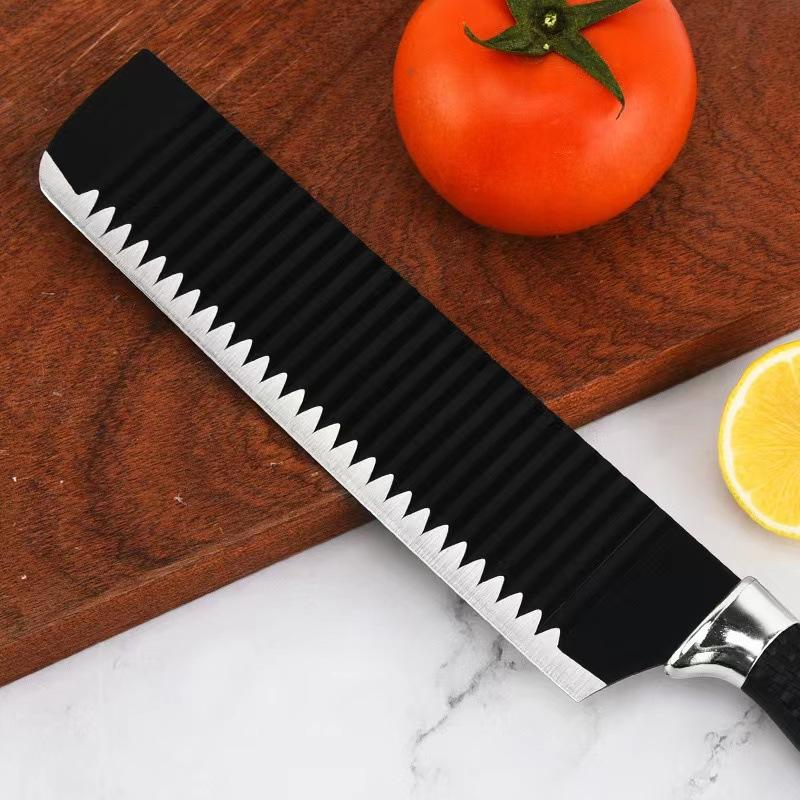 factory direct sales mesh handle six-piece knife set stainless steel embossing knife chef knife kitchen knife fruit knife paring knife scissors Specification drawing
