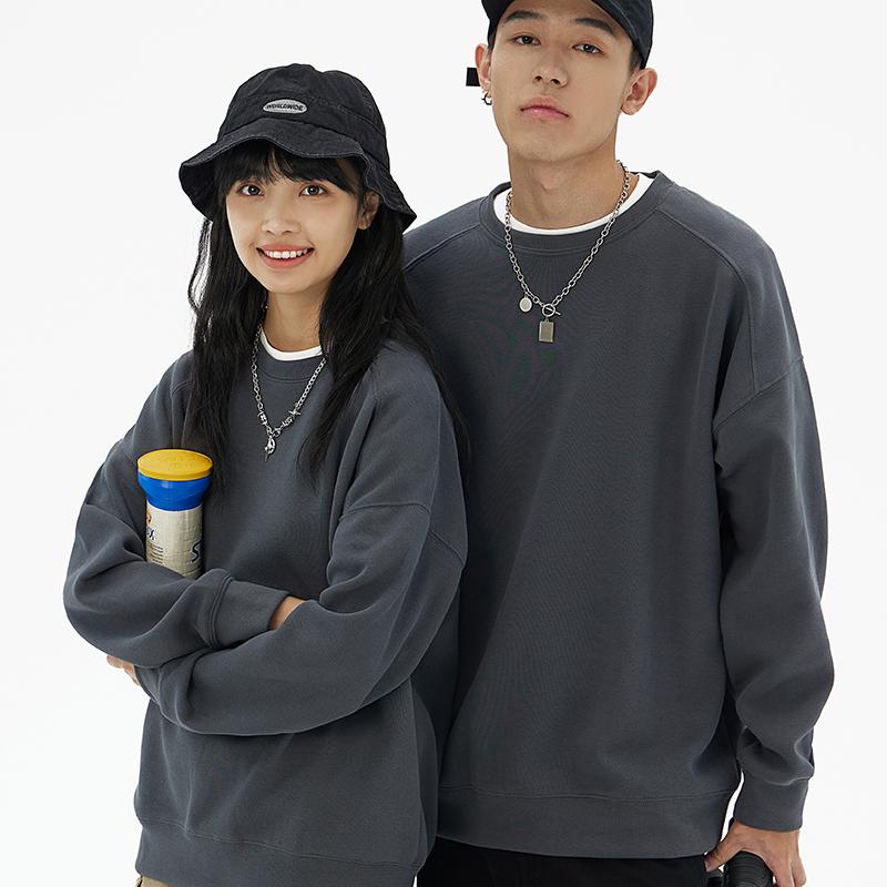 春秋新款宽松舒适棉薄款落肩圆领卫衣DX-D9903