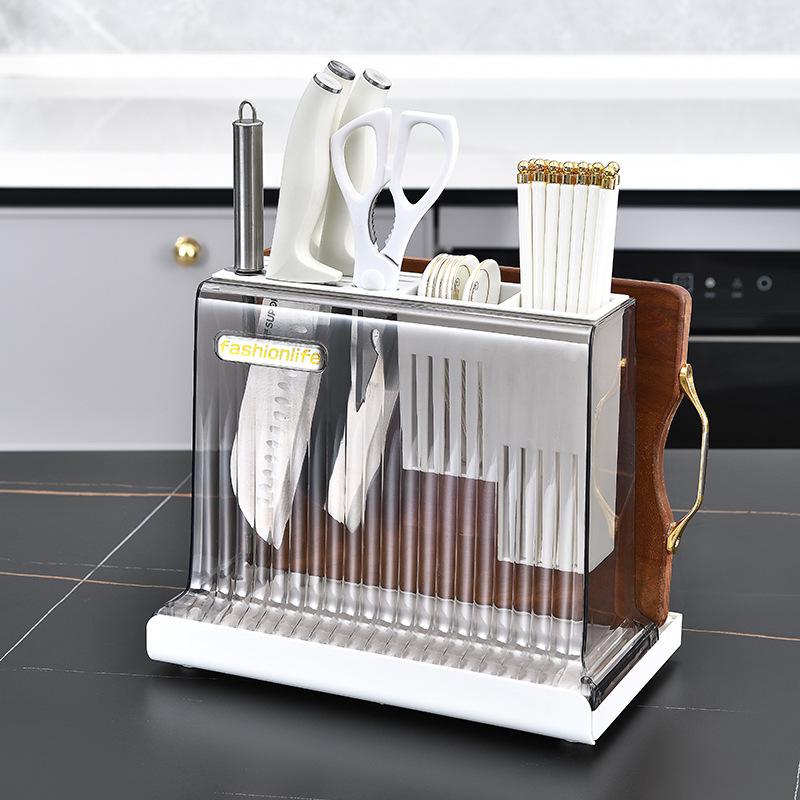 kitchen knife holder chopsticks storage rack household multi-functional table top chopping board rack place cutting boards knife integrated storage rack 0714