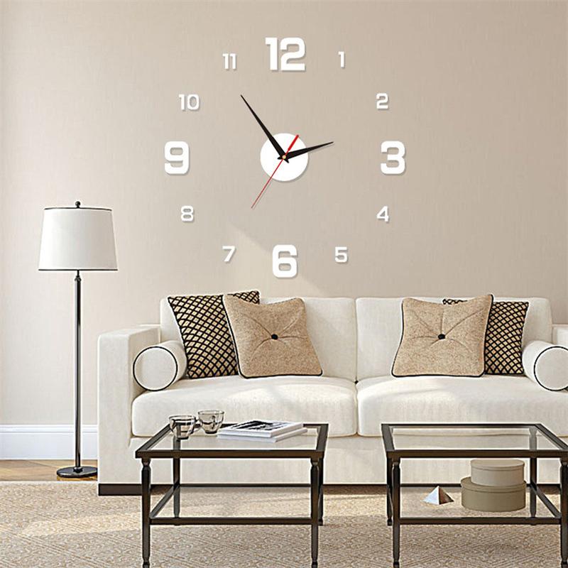 Creative Simple Stylish Luminous Digital Clock DIY Acrylic Noiseless Hanging Clock Study Living Room Wall Sticker Clock Application Scenario