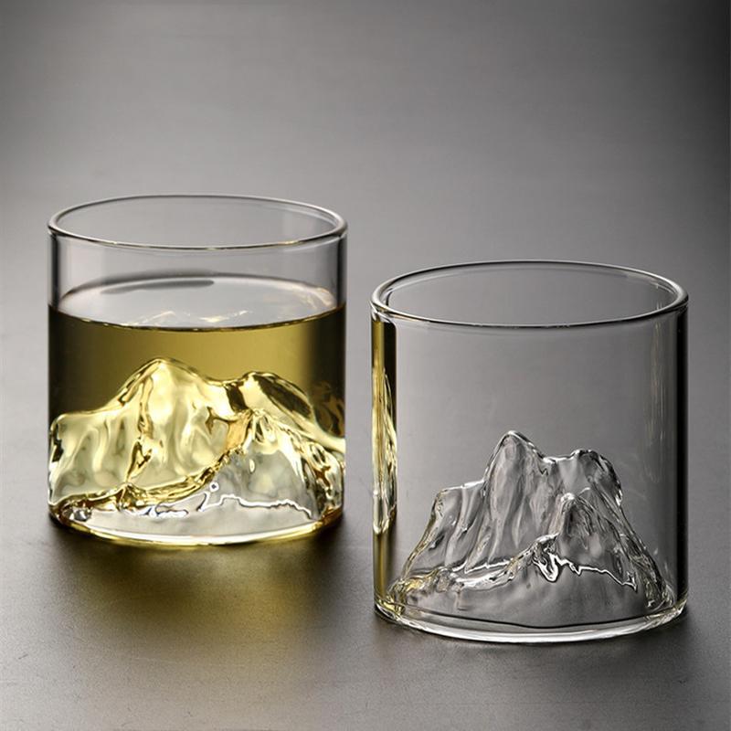 in stock household water cup creative wine glass glass mountain view cup zang shan cup whiskey shot glass high borosilicate glasses