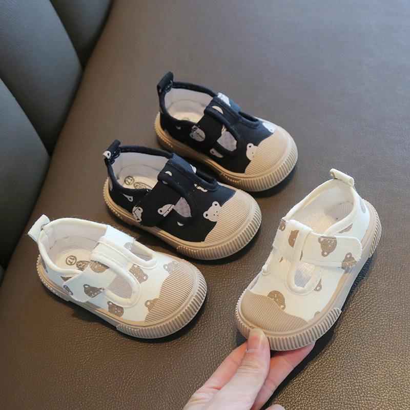 Spring and Autumn Square Mouth Baby Shoes Cartoon Soft Bottom Toddler Shoes Men and Women Children's Shoes Baby and Infants Shoes TPR Bottom Canvas Shoes