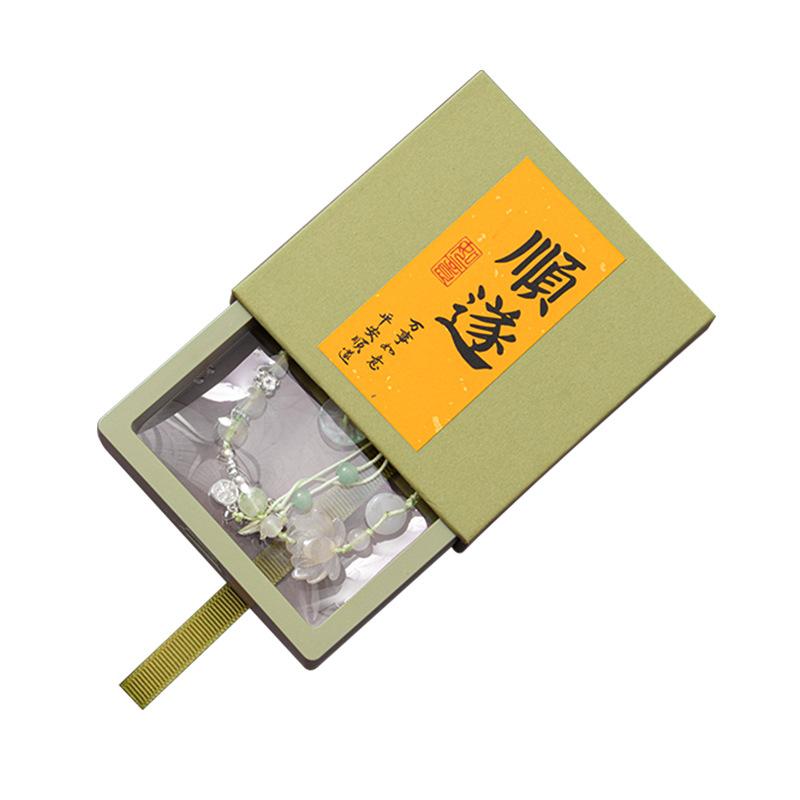 批发抹茶绿手串包装盒透明pe膜悬浮框收纳盒高档唐卡手链包装盒子白底实物图