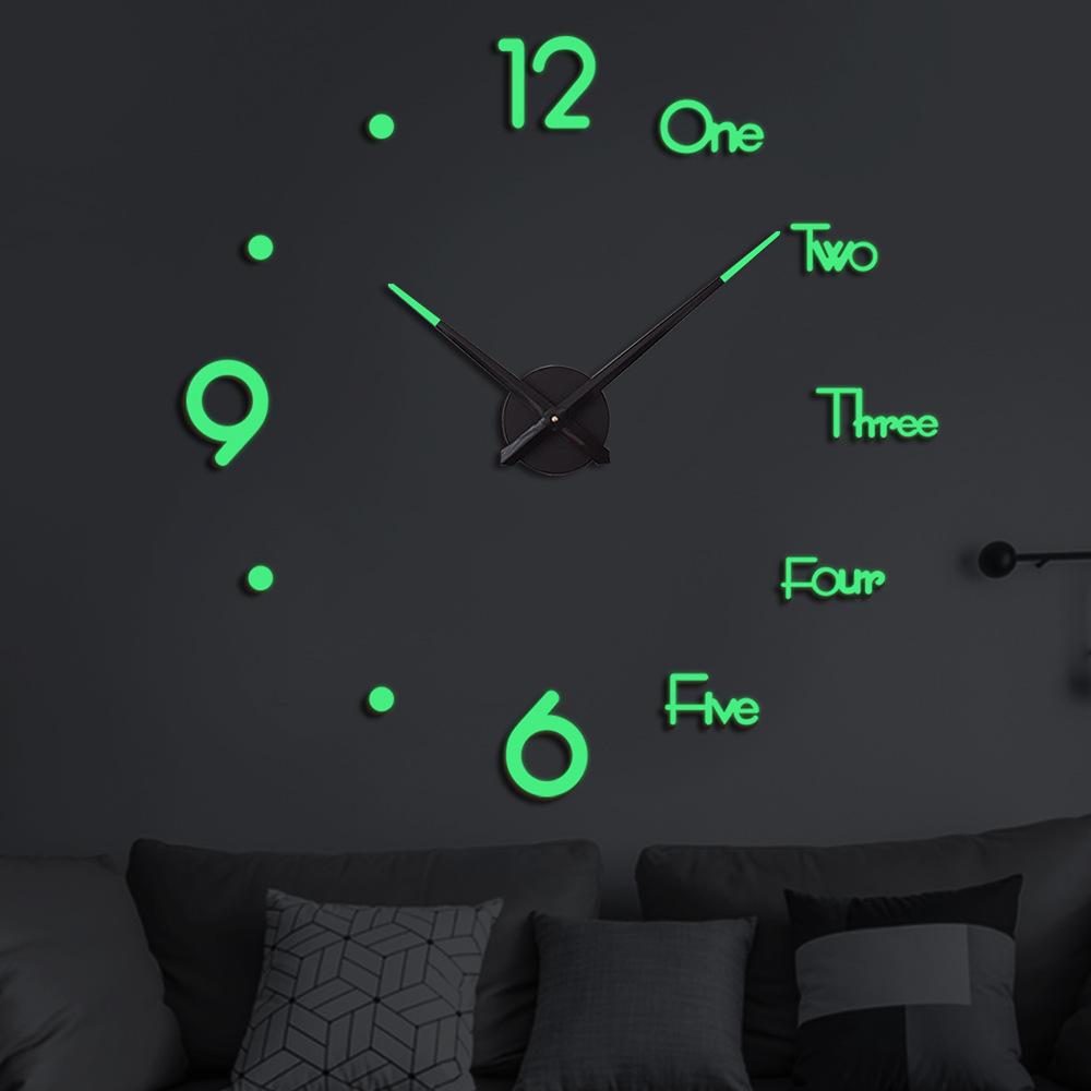 Amazon Creative DIY Luminous Acrylic Clock Living Room Fashion Decoration Digital Wall Sticker Wall Clock Can Be Sent on Behalf