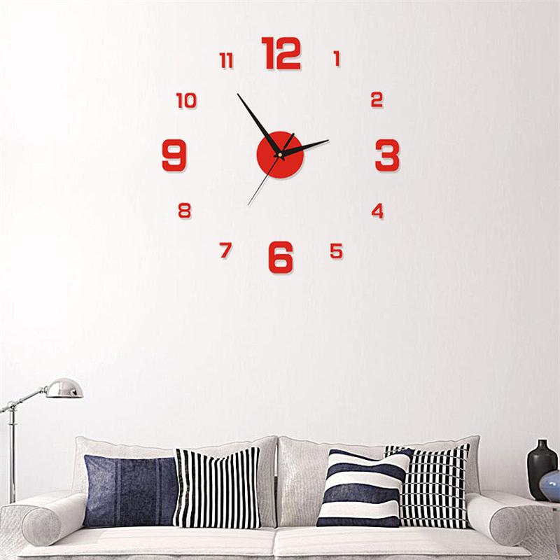 Creative Simple Stylish Luminous Digital Clock DIY Acrylic Noiseless Hanging Clock Study Living Room Wall Sticker Clock details Picture