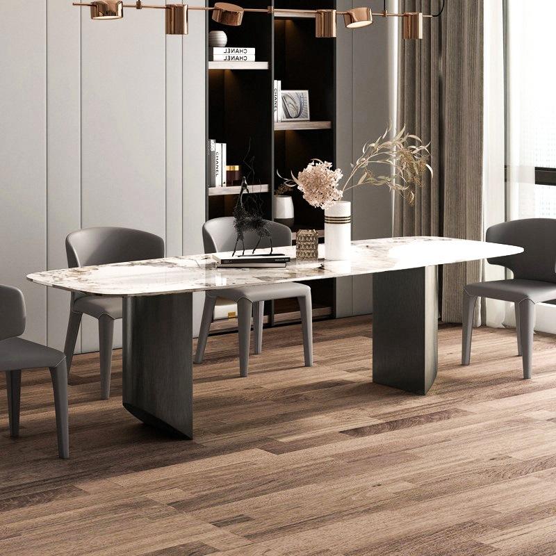 bright stone plate dining tables and chairs set household large and small apartment type dining table rectangular modern simple and light luxury dining table