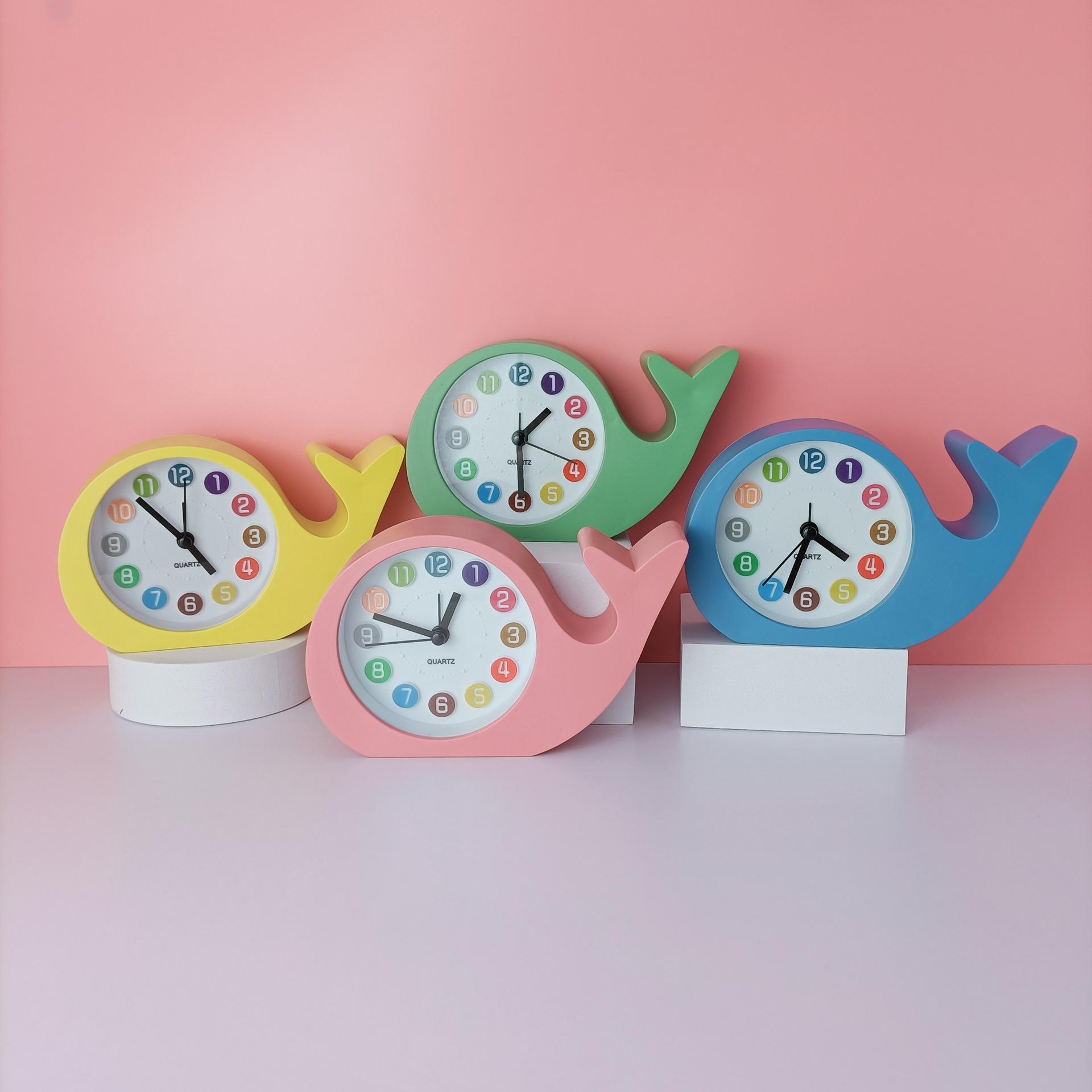 simple style dolphin student mini small timepiece fresh alarm clock creative furnishings office desk clock desktop full figure