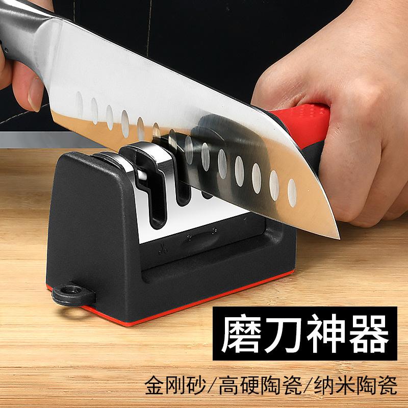 Four-Generation Three-Section Upgraded Knife Sharpener with Hook Non-Slip Household Yangjiang Kitchen Knife Handheld Sharpening Sharpening Stone kitchen knife details Picture