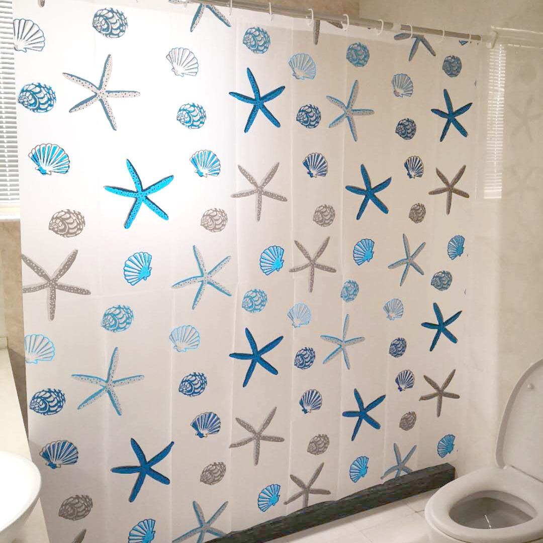 peva modern starfish shower curtain sunflower partition curtain ningbo waterproof mildew-proof partition bathroom curtain