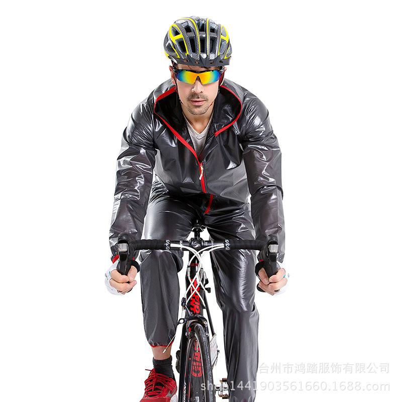 new split raincoat outdoor cycling waterproof adult reflective stripe luminous raincoat rain pants suit cyclist coat