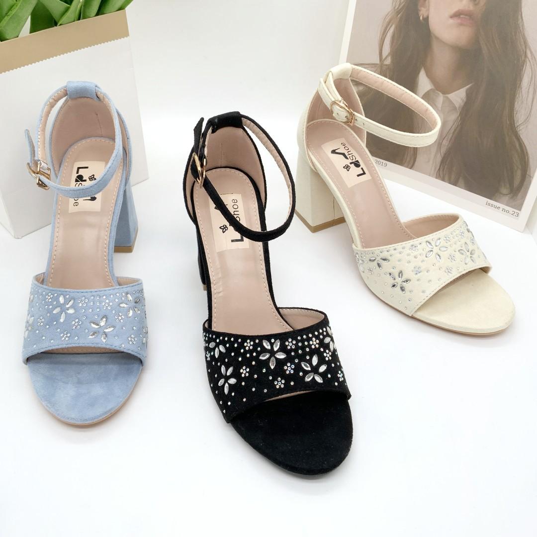 summer new high heels foreign trade women's shoes fashionable chunky heel rhinestone high-heeled sandals guangzhou women's shoes handcraft shoes
