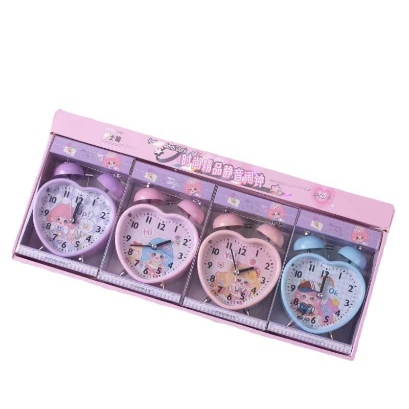 peach heart style student bell alarm clock bedroom bedside night light little alarm clock digital cartoon children living room clock decoration Item Picture