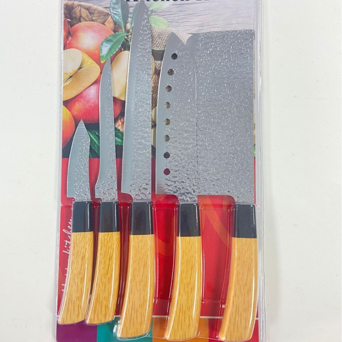 factory direct sales kitchen knives double-sided suction card packaging banana handle 5pc/3pc chef bread fruit knife Item Picture