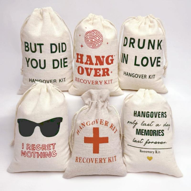 cotton first aid bag cross hangover kit hangoverkit bags wedding bachelor party sober bag