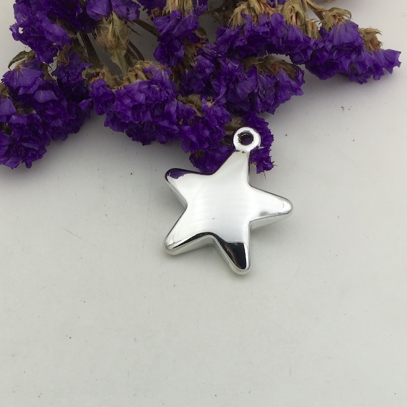 diy plastic jewelry accessories, electroplated silver five-pointed star pendant, beads, necklace, scarf accessories, 23X20X6mm detail image 7