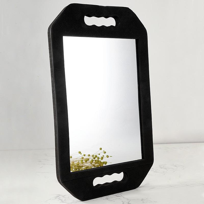 barber foam hd handheld large round rearview mirror hair salon drop-resistant back mirror hair salon square mirror details Picture