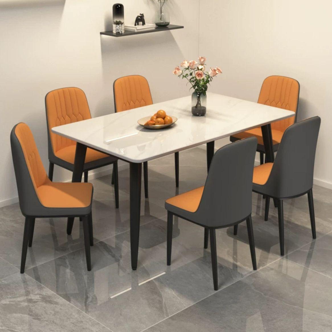 dining table stone plate light luxury modern simple home small apartment simple living room dining table rectangular dining tables and chairs set