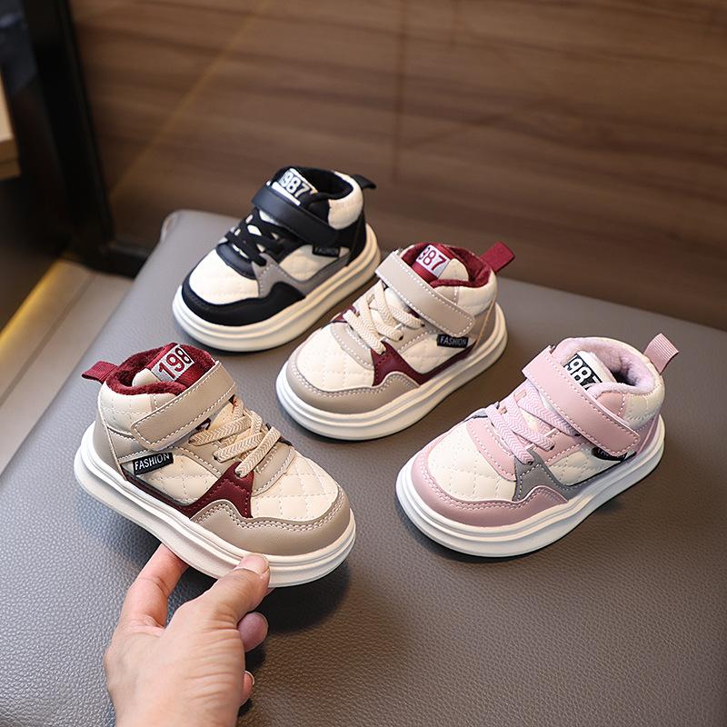 baby shoes autumn and winter new children cotton-padded sneakers boys and girls velvet high-top board shoes warm shoes children