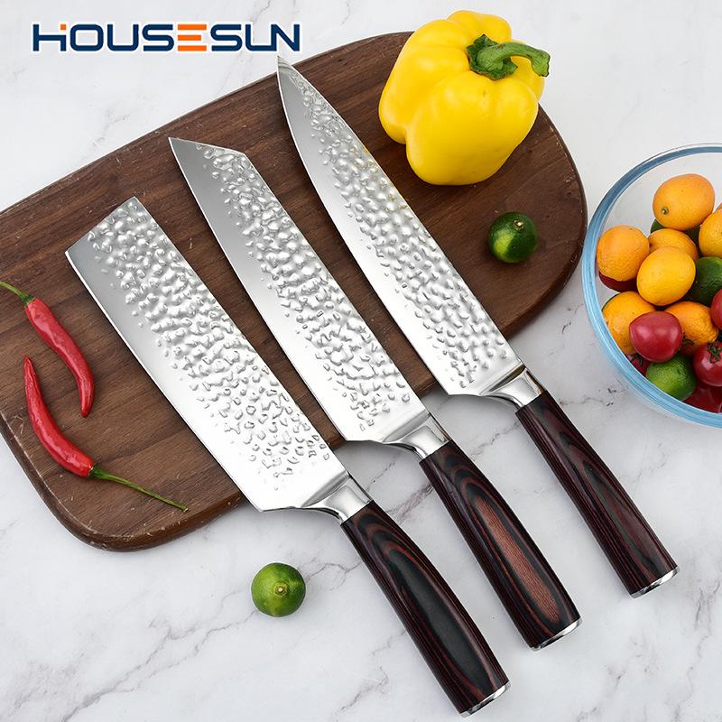 2mm Blade Thickness Hand-Forged Hammered Chef Knife Cooking Knife Stainless Steel Kitchen Knife Cleaver Sharp Kitchen Knives full figure