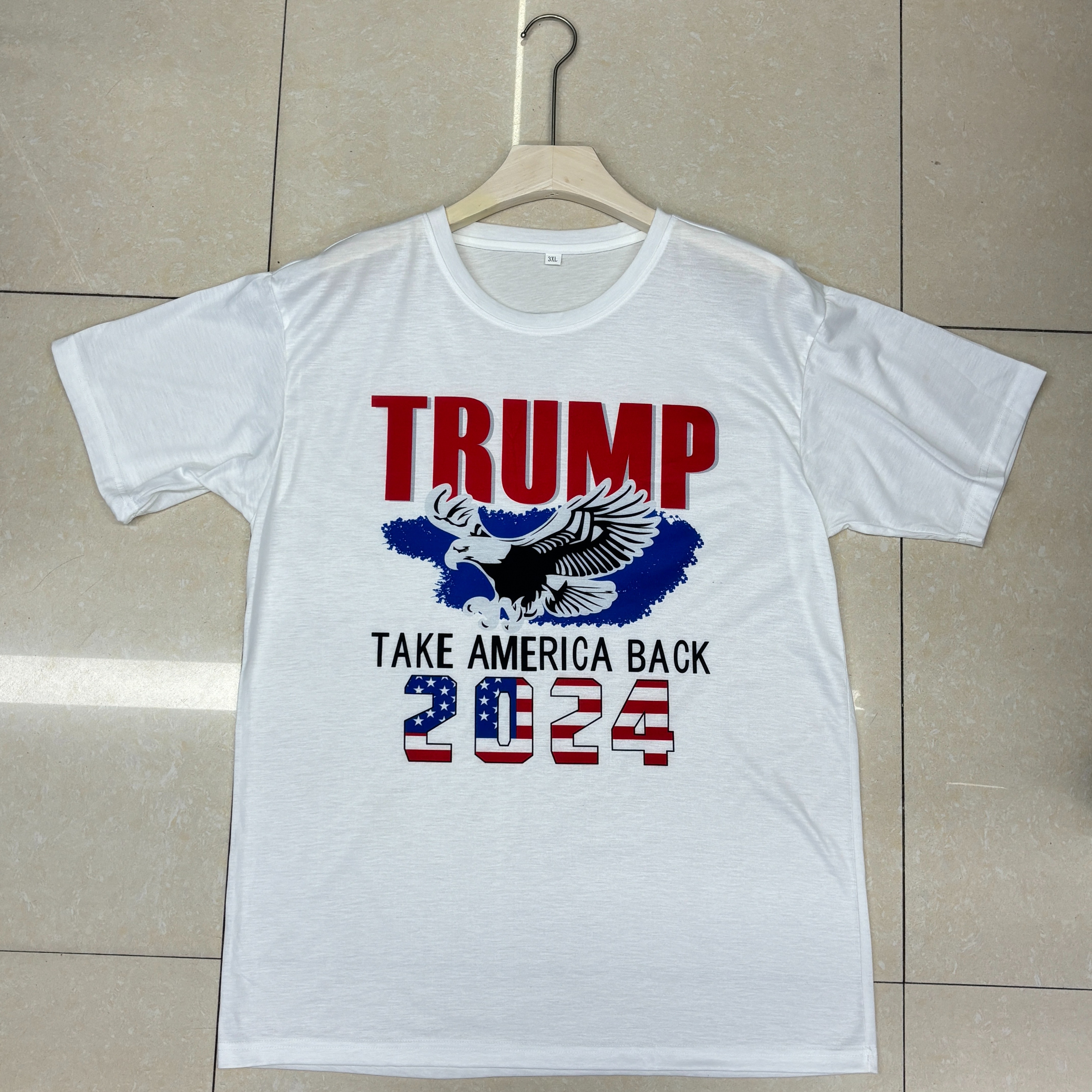 Cross-border European and American large-sized round-neck T-shirts, men's short-sleeved casual round-neck T-shirts, lapel presidential campaign uniforms, professional customization