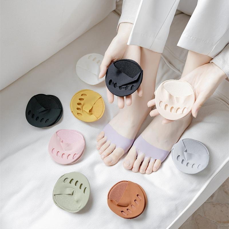 Summer Thin Ice Silk Toe Half Socks Half Five Toe Socks Cotton Women's Invisible Front Sole Socks Split Toe High Heel Shoe Socks