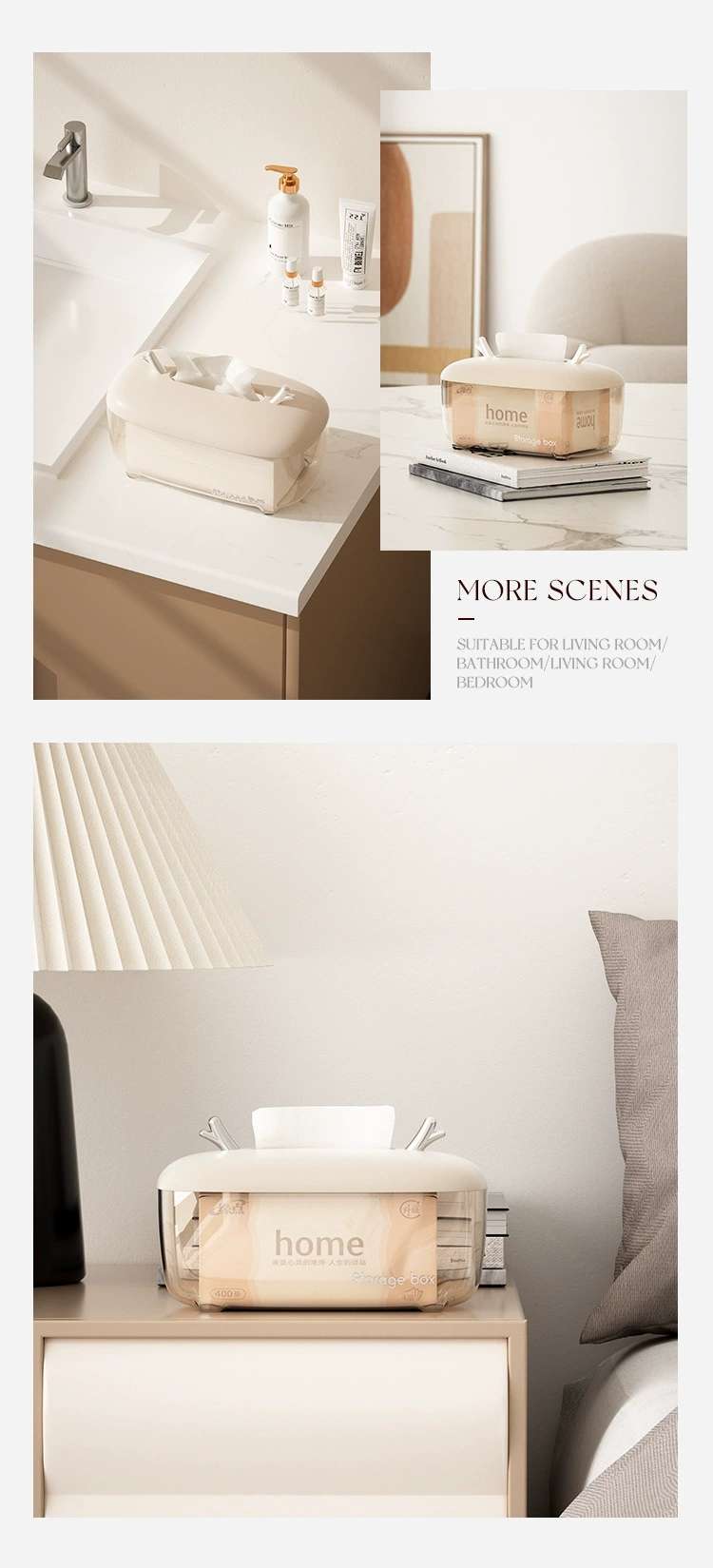 Y218-JX2301 Antler Light Luxury Tissue Box, transparent storage box for living room and bathroom tissues, face towels and masks detail image 9