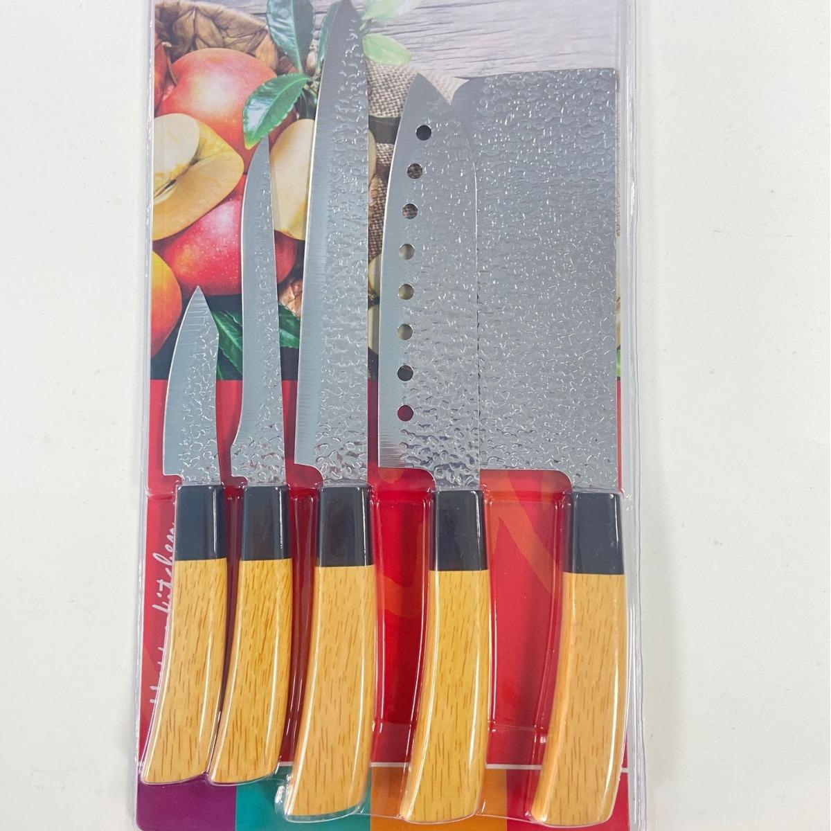 factory direct sales kitchen knives double-sided suction card packaging banana handle 5pc/3pc chef bread fruit knife full figure