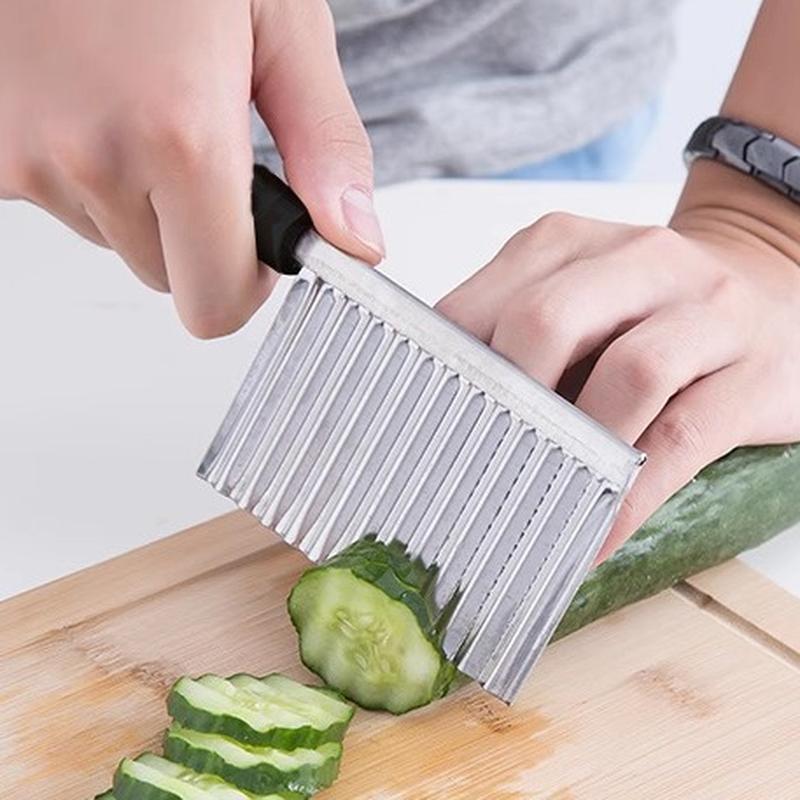 wholesale fancy slice wave cutter kitchen knife potato chips strip cutter household wolf tooth potato knife ripple knife