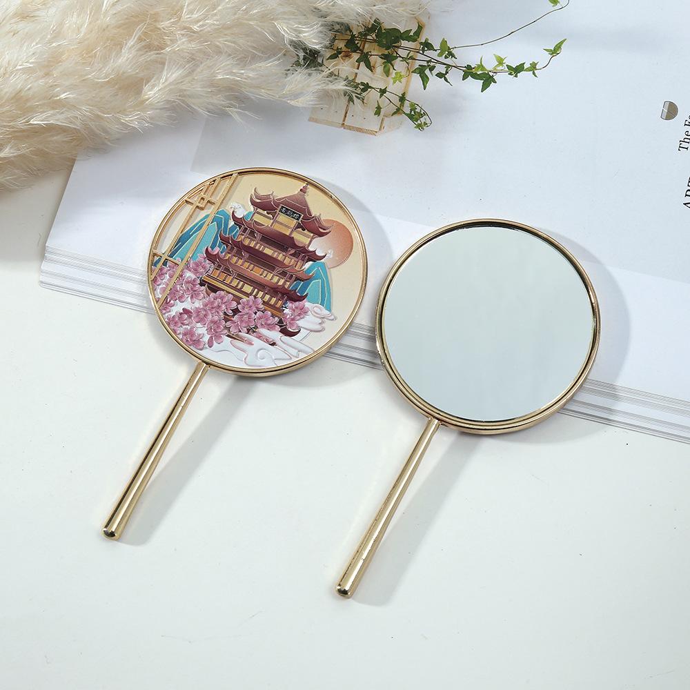 ancient style cultural and creative tourist souvenir mirror chinese style tourist attractions commemorative mirror yellow crane tower single-sided silver mirror wholesale full figure