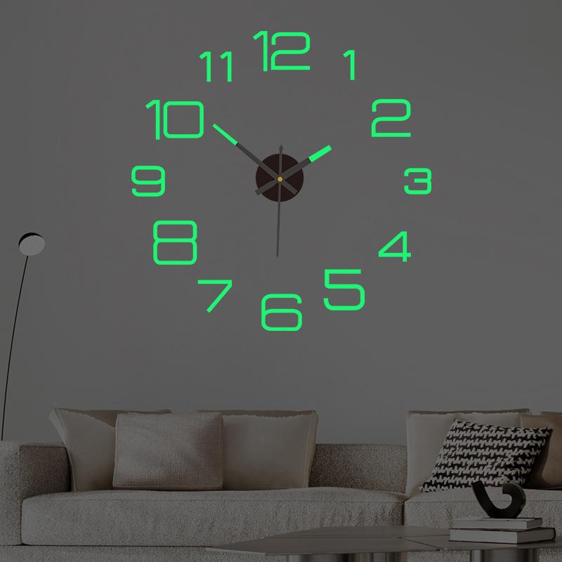 modern minimalist creative acrylic luminous diy wall clock living room noiseless clock bedroom mirror sticker decorative clock