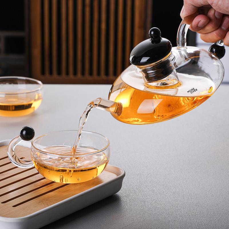 glass teapot heat-resistant glass tea set household scented teapot high temperature resistant filter thickening teapot mouse tail pot