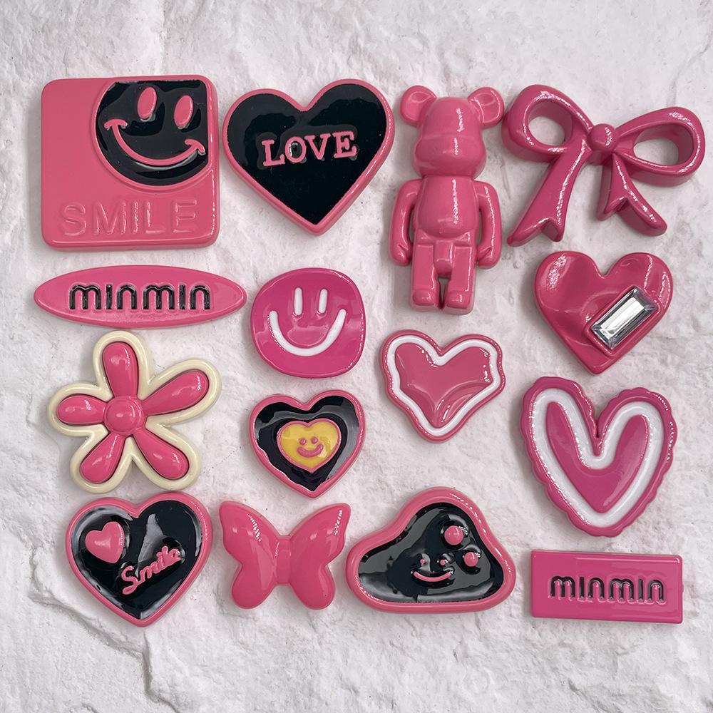 barbie pink acrylic fashion play ornament accessories diy phone case cream glue handmade hair clips patch material wholesale