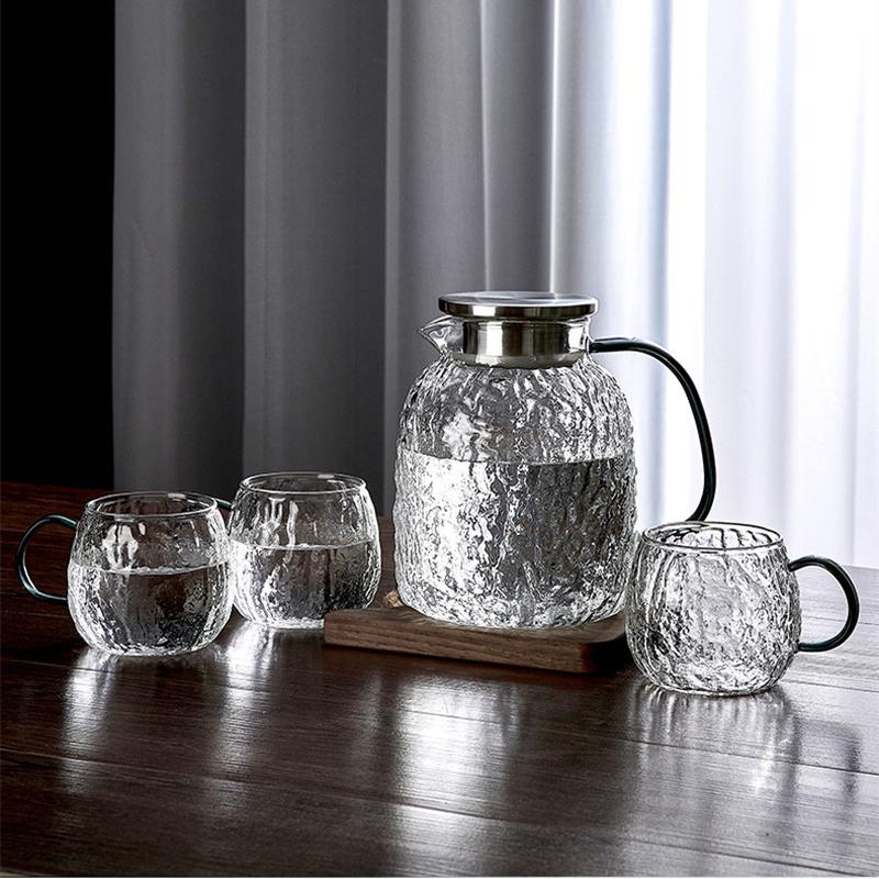 heat-resistant glass cold kettle tree pattern household refrigerator juice water pitcher cup large capacity living room glass pot teapot
